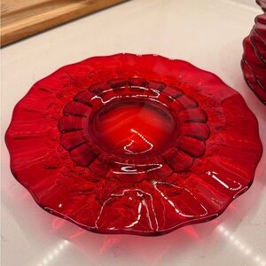 LG Wright Glass Ruby Red Plates - Set of 6